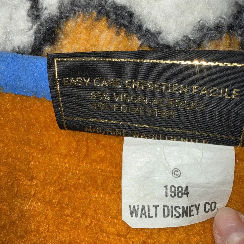 VTG BIEDERLACK Walt Disney Co. Baby Donald Duck Fuzzy Blanket 42X28 Blue Trim